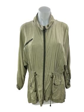 Jessica Simpson Green Zip Up Drawstring Long Sleeve Anorak Coat Jacket Size M